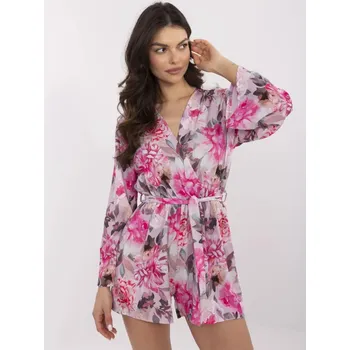 Dámský kostýmek Květovaný letní overal Italy Fashion růžový EU velikost: Univerzální