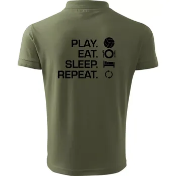 Pánská košile Play Eat Sleep Repeat volejbal - Polokošile pánská Pique Polo 203 - 2XL ( Khaki )