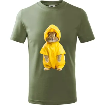 Králík v pláštěnce - Tričko dětské bavlněné - 122 cm/6 let ( Khaki )