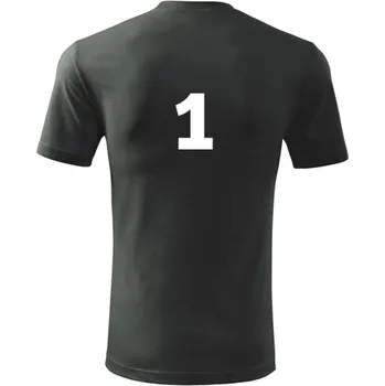 Pánské tričko Grafitové tričko s číslem 1 - na fotbal - fotbalové tričko - barva antracit - velikost M
