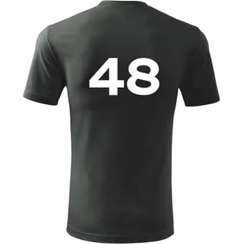 Grafitové tričko s číslem 48 - na fotbal - fotbalové tričko - barva antracit - velikost XXL