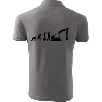 Pánská košile Evoluce bagr velký - Polokošile pánská Pique Polo 203 - 4XL ( Tmavě šedý melír )