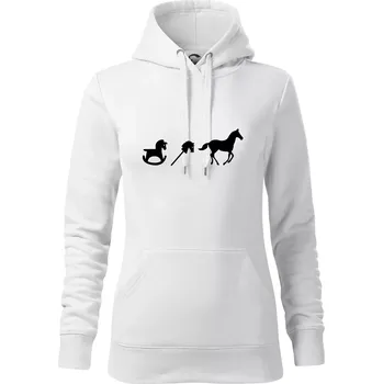 Dámská mikina Evoluce koně - Mikina dámská Cape s kapucí - 2XL ( Bílá )
