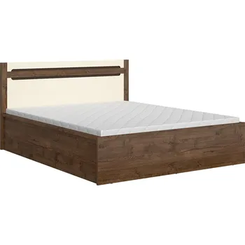 Postel Velká postel s úložným prostorem na lůžkoviny do ložnice Ruso - Black Red White - BRW Dub April / Perlový Lesk 149.5x96.5 cm