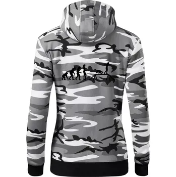 Dámská mikina Evoluce agility žena - Dámská mikina trendy zipper s kapucí - XS ( Šedý maskáč )