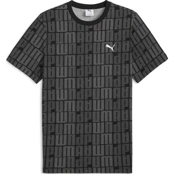 Pánské triko Puma ESSENTIALS LOGO LAB AOP TEE M Černá, Tmavě šedá, Bílá