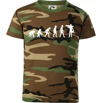 Chlapecké oblečení Evoluce dřevorubec - pila a kmen - Dětské maskáčové triko - 122 cm/6 let ( Hnědý maskáč )