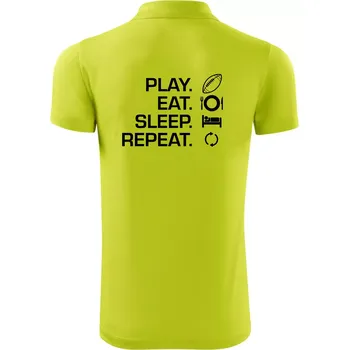 Pánská košile Play Eat Sleep Repeat americký fotbal - Polokošile Victory sportovní (dresovina) - 3XL ( Limetková )