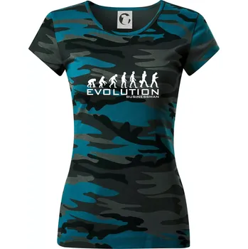 Evoluce Businessman - Dámské maskáčové triko - S ( Petrolejová maskáč )