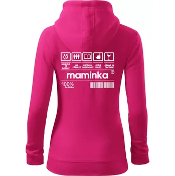 Dámská mikina Čárový kód Maminka - Dámská mikina trendy zipper s kapucí - XL ( Purpurová )