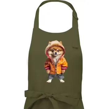 Kuchyňská zástěra Pomeranian v bundě - Pánská zástěra na vaření - Univerzální velikost ( Khaki )