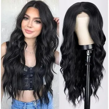 Karnevalový kostým Paruka Černá Dámská paruka Dlouhá Kudrnatá Přírodní Paruka/Pro ženy Každodenní Anime Cosplay Kostým