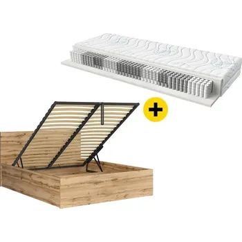 Postel Sada postel do ložnice Tetrix B 160 a matrace Merida - Black Red White - BRW Dub Wotan 169x95 cm