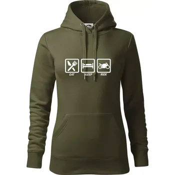 Dámská mikina Eat sleep ride - silnice - Mikina dámská Cape s kapucí - 2XL ( Military )