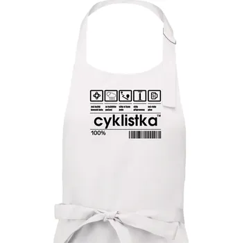 Kuchyňská zástěra Čárový kód - Cyklistka - Dámská zástěra na vaření - Univerzální velikost ( Bílá )