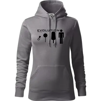 Dámská mikina Evoluce ženy - Mikina dámská Cape s kapucí - S ( Ocelově šedá )