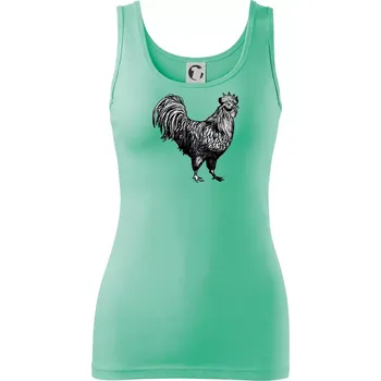 Dámské tričko Kohout kreslený černobílý - Dámské tílko - XS ( Mátová )
