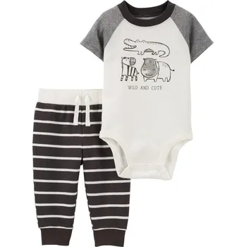 Kojenecká souprava CARTERS CARTER'S Set 2dílný body kr. rukáv, tepláky Black Animals kluk NB/vel. 56