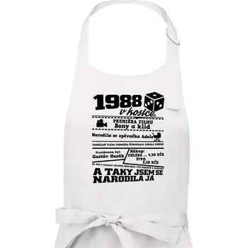 Kuchyňská zástěra 1988 v kostce - Dámská zástěra na vaření - Univerzální velikost ( Bílá )