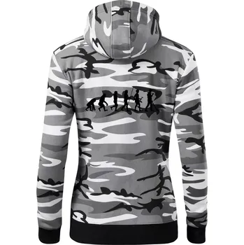 Dámská mikina Evoluce detektor - Dámská mikina trendy zipper s kapucí - XL ( Šedý maskáč )