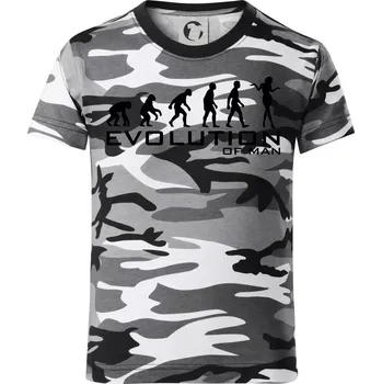 Chlapecké tričko Evoluce muže - Dětské maskáčové triko - 122 cm/6 let ( Šedý maskáč )