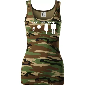 Dámské tričko Evoluce ženy - Dámské Maskáčové tílko - M ( Hnědý maskáč )