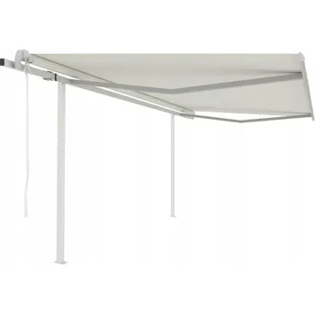 Markýza Automaticky rolovací markýza se sloupky, 4 x 3,5 m, krémová