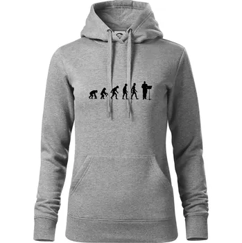 Dámská mikina Evoluce sbormistr zepředu - Mikina dámská Cape s kapucí - XL ( Tmavě šedý melír )