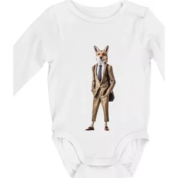 Vlk elegán - Body kojenecké s dlouhým rukávem - Dlouhý r. do 3 měs ( Bílá )