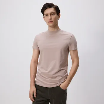 Reserved - Bavlněné tričko slim fit - kávová - 377EX-84X - 377EX-84X-XXL
