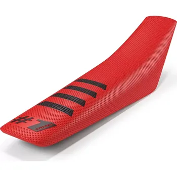 Moto sedlo a Potah sedla ONEGRIPPER SEAT COVER RIBBED barva oranžová/bílá rozměr 91x40 cm (pro většinu offroadových motocyklů: KTM, Husqvarna, Gas-Gas, Honda, Kawasaki, Yamaha, Suzuki, Sherco, Beta, Husaberg, Fantic)