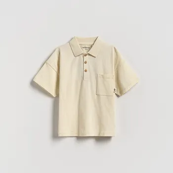 Chlapecké tričko Reserved - Bavlněné polo tričko - krémová - 110FO-01X - 110FO-01X-80