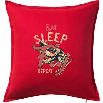 Polštář Eat Sleep Fly Repeat letadlo - Polštář 50x50 - 50x50 - Pouze potah ( Červená )