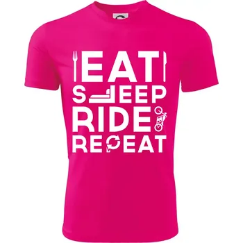 Eat sleep ride moto - Dětské triko sportovní (dresovina) - 158 cm/12 let ( Neon Pink )