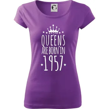 Dámské tričko Queens are born in 1957 - Dámské triko Pure - XS ( Fialová )