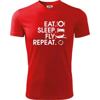Chlapecké tričko Eat sleep fly repeat - Dětské triko sportovní (dresovina) - 146 cm/10 let ( Červená )
