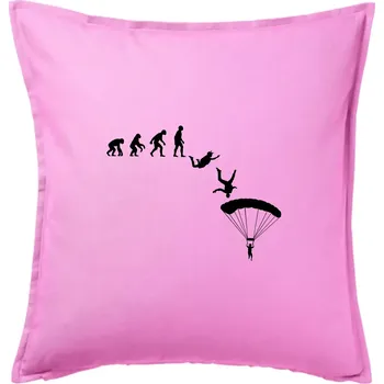 Polštář Evoluce parašutista seskok - Polštář 50x50 - 50x50 - Pouze potah ( Růžová )