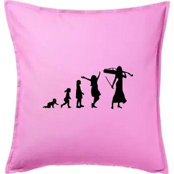 Polštář Evoluce cellistka - Polštář 50x50 - 50x50 - Pouze potah ( Růžová )