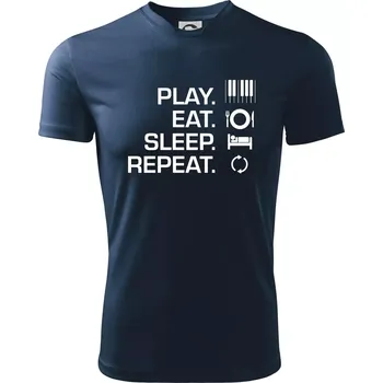 Chlapecké tričko Play eat sleep piano - Dětské triko sportovní (dresovina) - 146 cm/10 let ( Námořní modrá (velmi tmavá - téměř černá) )