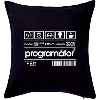 Polštář Čárový kód - programátor - Polštář 50x50 - 50x50 - Pouze potah ( Černá )
