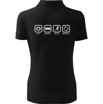 Eat sleep run repeat v řadě - Polokošile dámská Pique Polo - S ( Černá )
