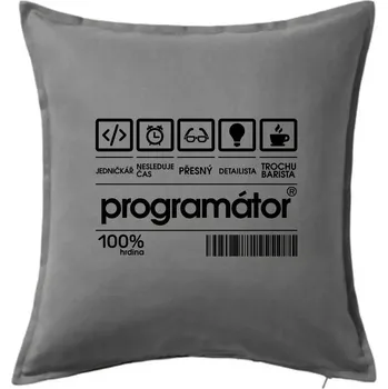 Polštář Čárový kód - programátor - Polštář 50x50 - 50x50 - Pouze potah ( Tmavě šedý melír )