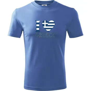 I love Greece - Tričko dětské bavlněné - 98 cm / 2 roky ( Azurově modrá )