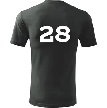 Grafitové tričko s číslem 28 - na fotbal - fotbalové tričko - barva antracit - velikost XL