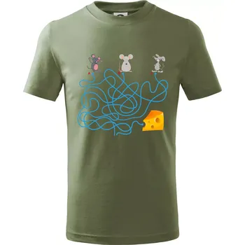Dětská móda Myší cesta hlavolam - Tričko dětské bavlněné - 104-110cm / 3-4 roky ( Khaki )