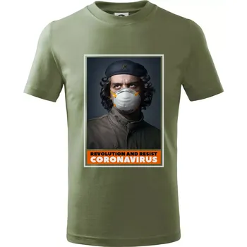 Corona Revolution and resist - Tričko dětské bavlněné - 158 cm/12 let ( Khaki )