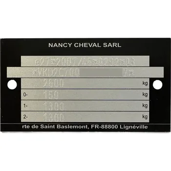 Příslušenství pro přívěs Typový štítek pro přívěsy Debon