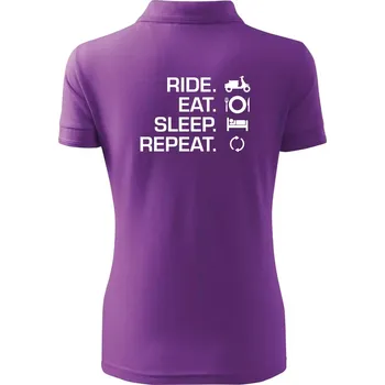 Ride Eat Sleep Repeat moto skútr - Polokošile dámská Pique Polo - XS ( Fialová )