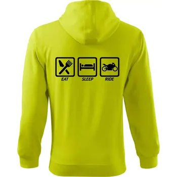 Pánská mikina Eat sleep ride - silnice - Mikina s kapucí na zip trendy zipper - M ( Limetková )