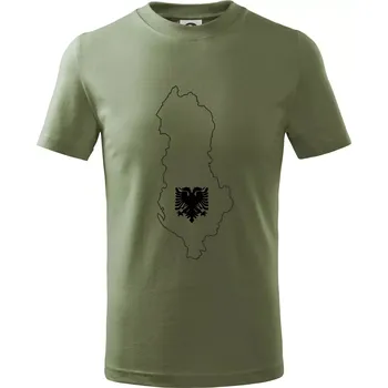 Albánie obrys mapa - Tričko dětské bavlněné - 98 cm / 2 roky ( Khaki )